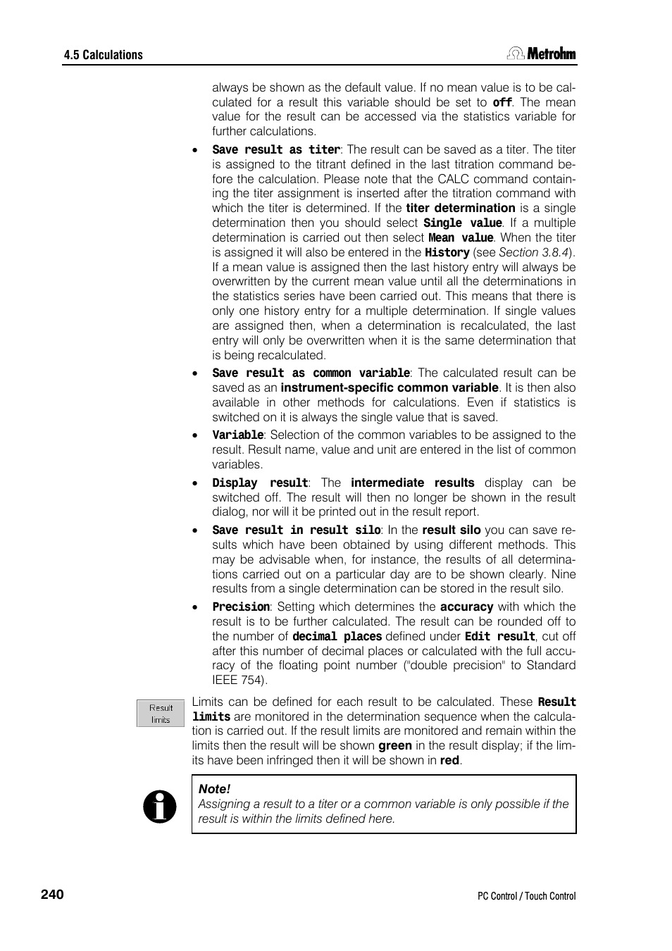 Metrohm 840 PC Control 5.0 / Touch Control User Manual | Page 252 / 351