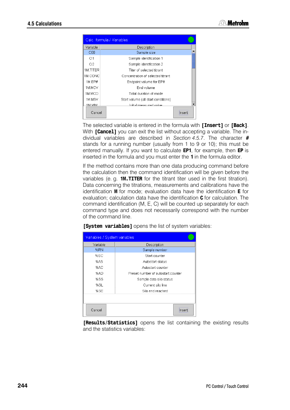 Metrohm 840 PC Control 5.0 / Touch Control User Manual | Page 256 / 351