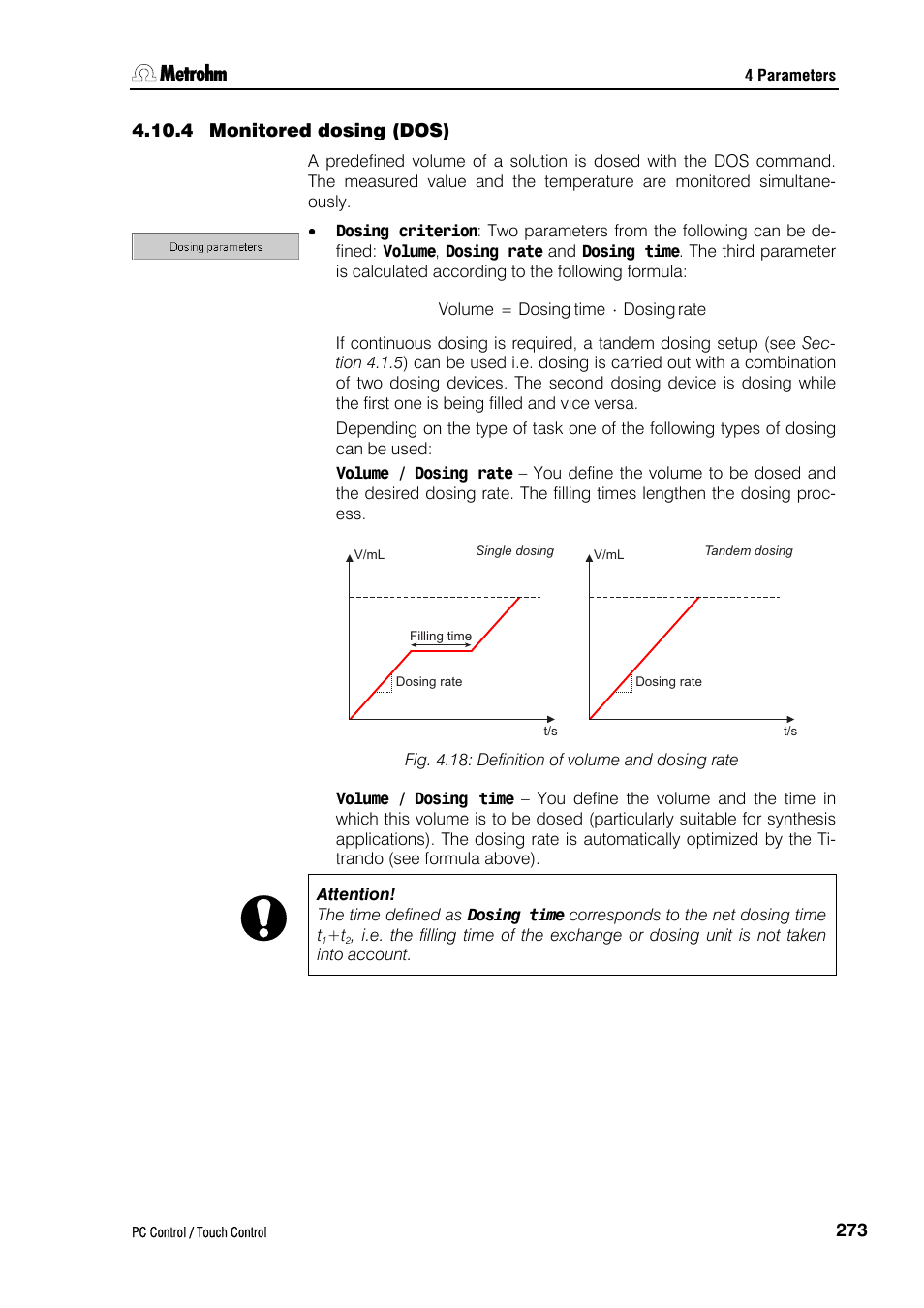 4 monitored dosing (dos) | Metrohm 840 PC Control 5.0 / Touch Control User Manual | Page 285 / 351