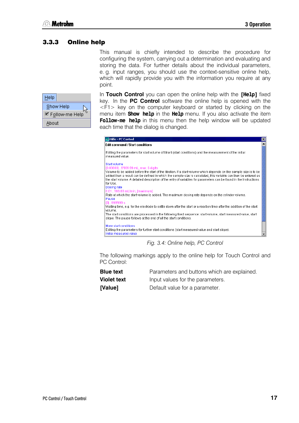 3 online help, Ction 3.3.3 ) | Metrohm 840 PC Control 5.0 / Touch Control User Manual | Page 29 / 351