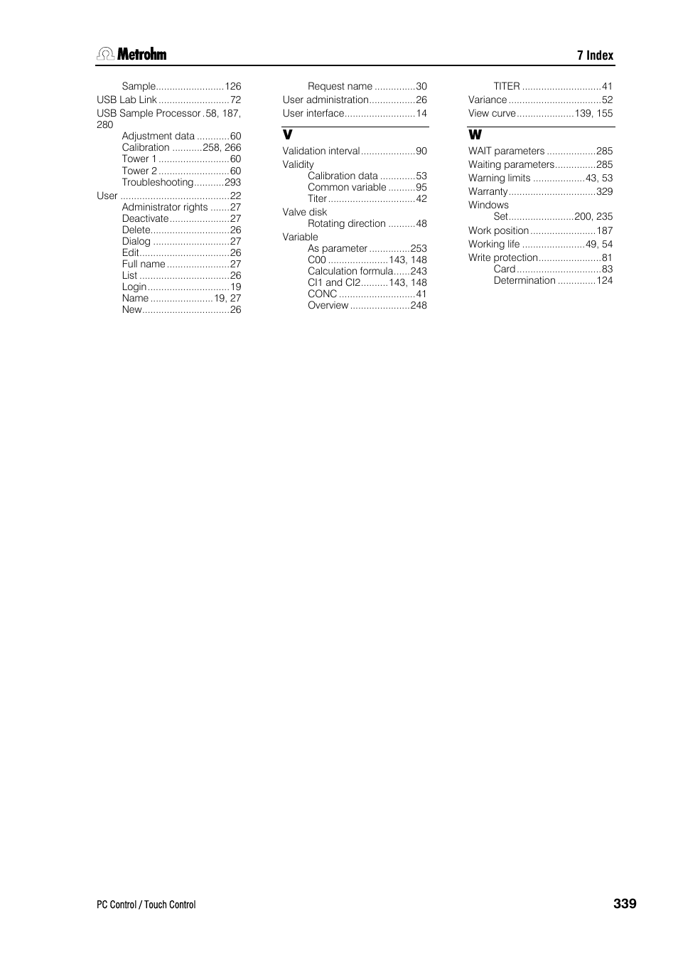 Metrohm 840 PC Control 5.0 / Touch Control User Manual | Page 351 / 351