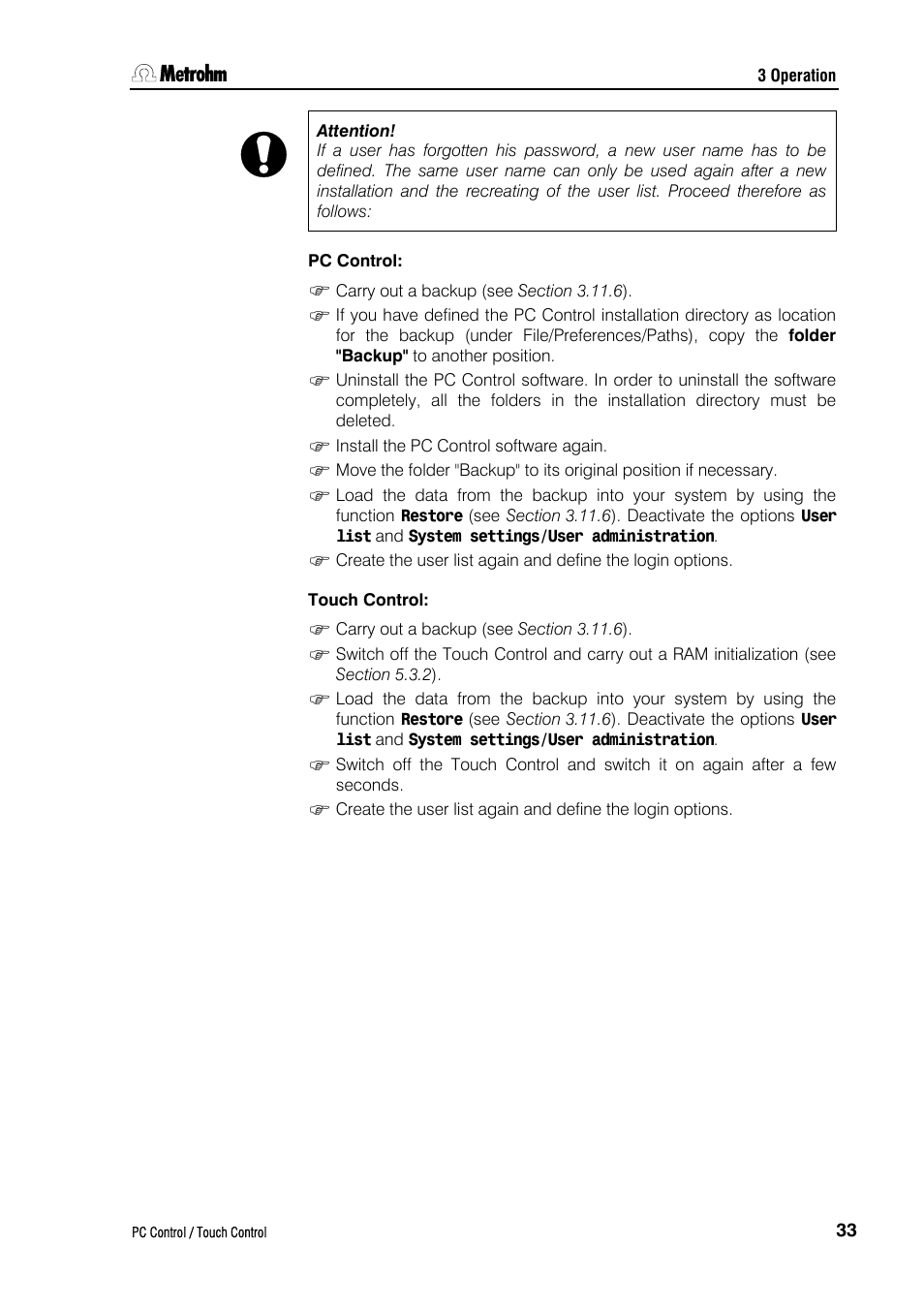 Pc control, Touch control | Metrohm 840 PC Control 5.0 / Touch Control User Manual | Page 45 / 351