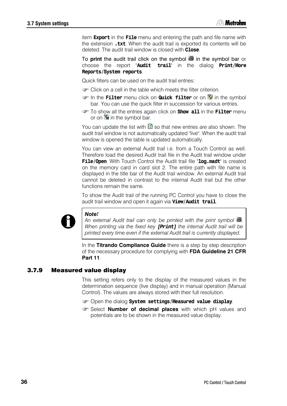 9 measured value display | Metrohm 840 PC Control 5.0 / Touch Control User Manual | Page 48 / 351
