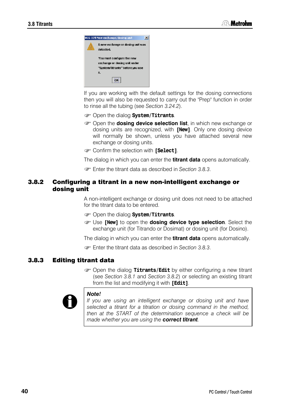 3 editing titrant data | Metrohm 840 PC Control 5.0 / Touch Control User Manual | Page 52 / 351