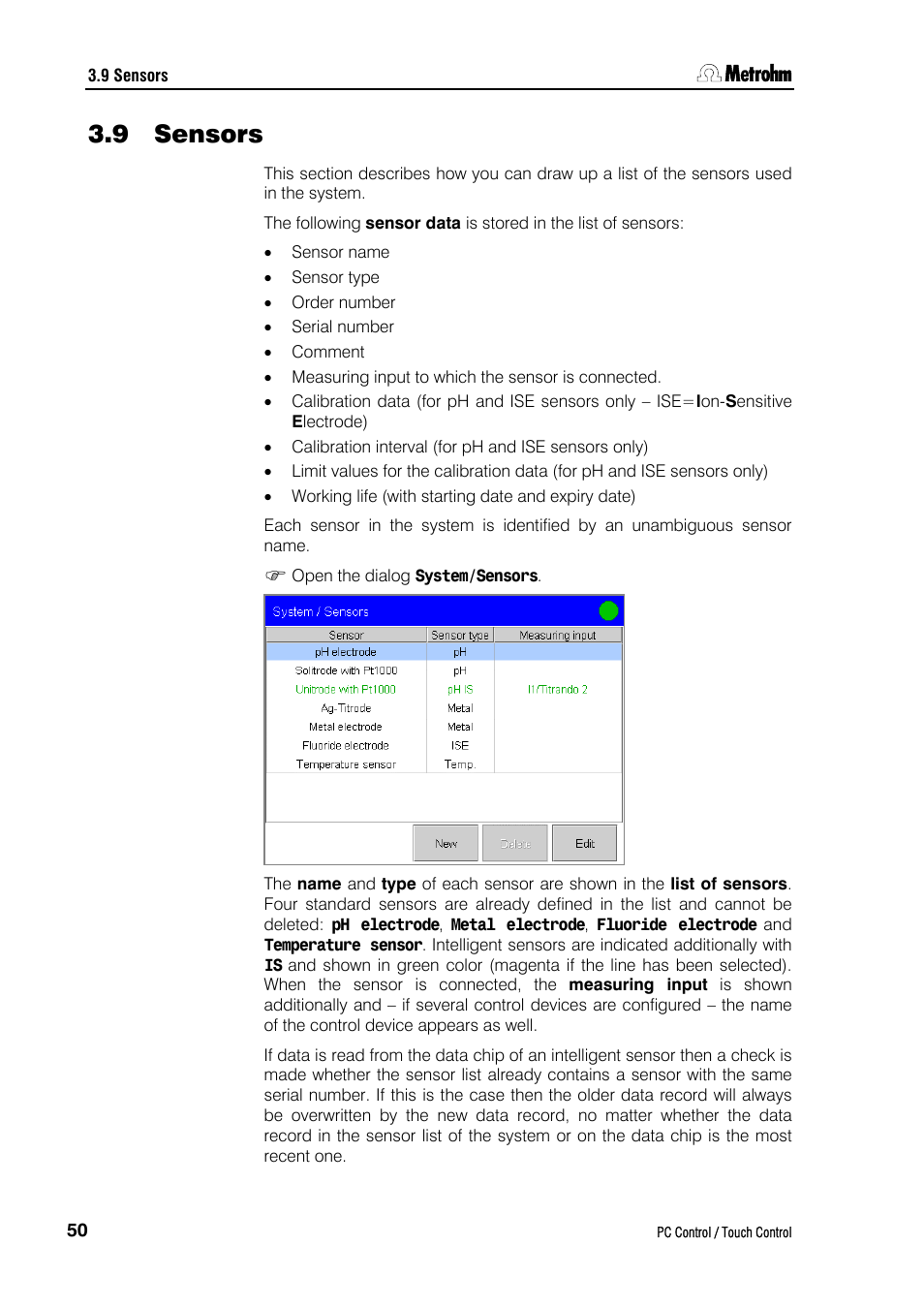 9 sensors | Metrohm 840 PC Control 5.0 / Touch Control User Manual | Page 62 / 351