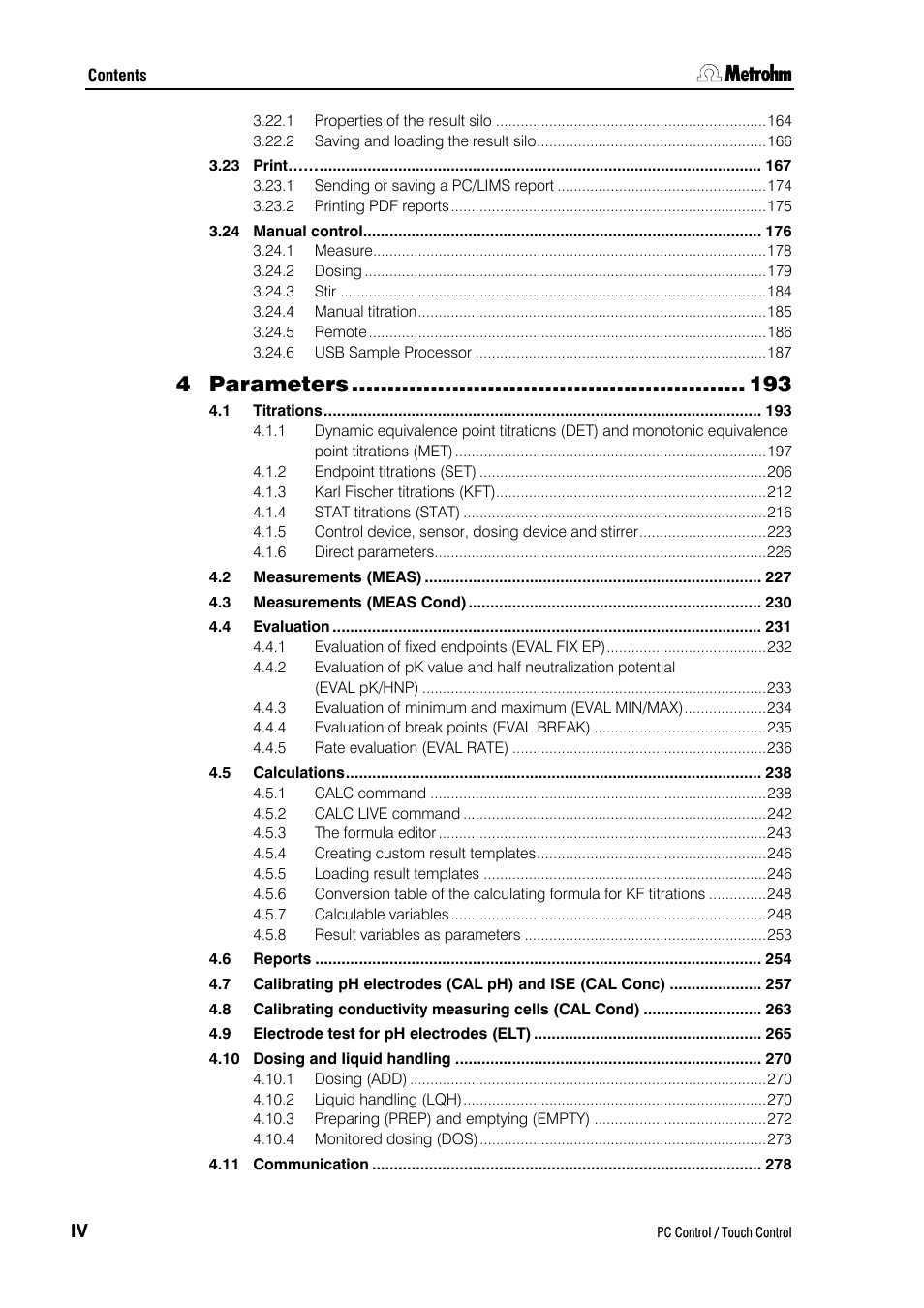 Parameters | Metrohm 840 PC Control 5.0 / Touch Control User Manual | Page 8 / 351