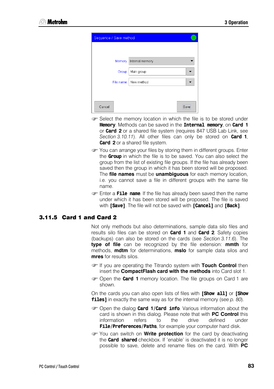 5 card 1 and card 2 | Metrohm 840 PC Control 5.0 / Touch Control User Manual | Page 95 / 351