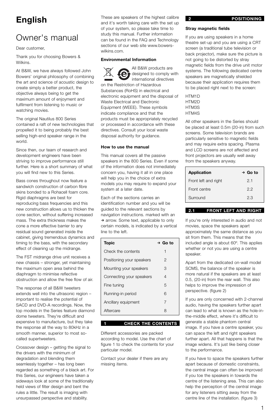 English owner's manual | Bowers & Wilkins DS8S User Manual | Page 4 / 119