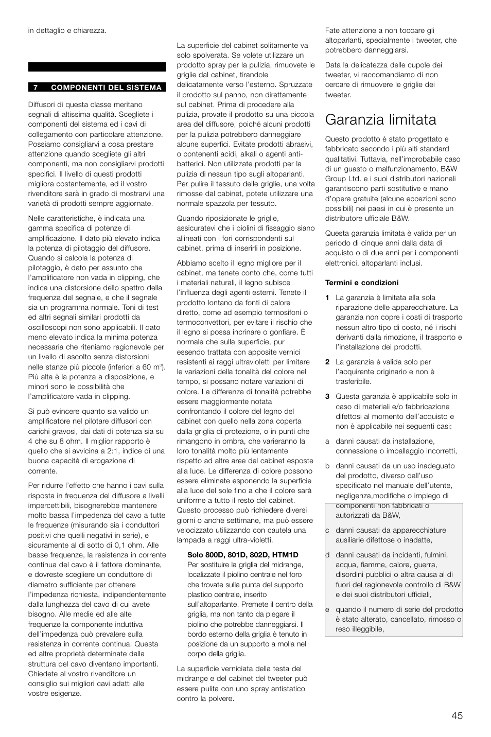 Garanzia limitata | Bowers & Wilkins DS8S User Manual | Page 48 / 119