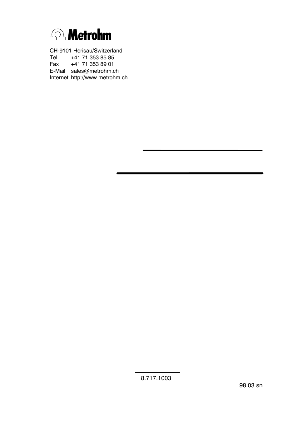 Metrohm 717 Sample Changer User Manual | 36 pages