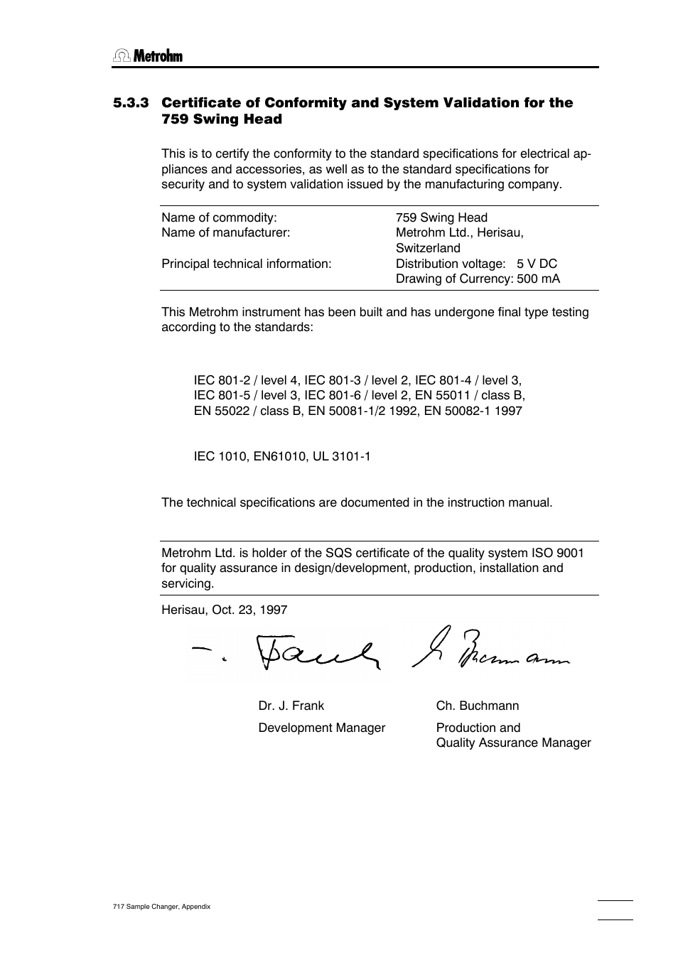 Metrohm 717 Sample Changer User Manual | Page 29 / 36