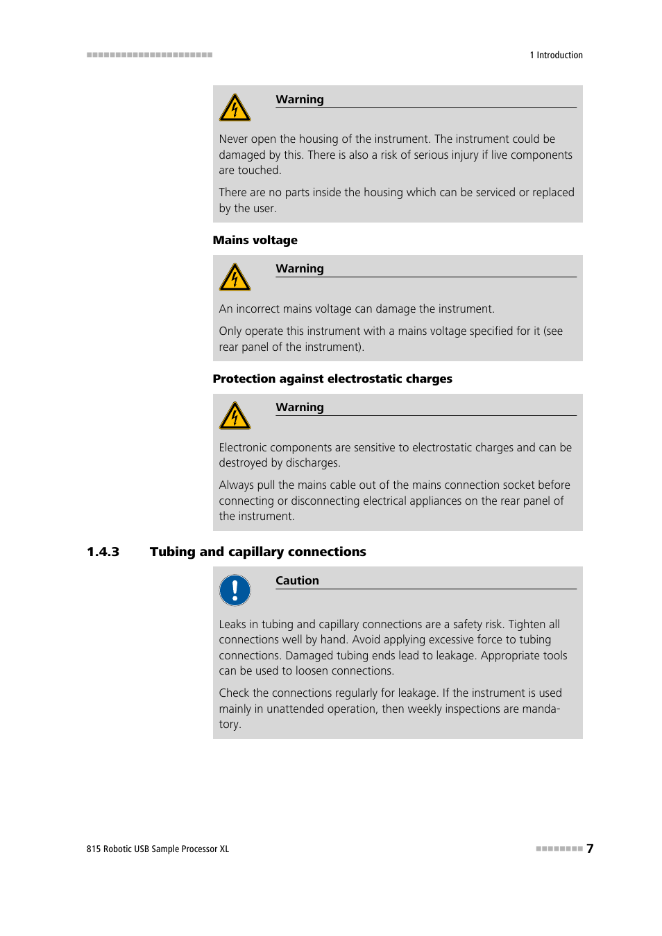 3 tubing and capillary connections, Tubing and capillary connections | Metrohm 815 Robotic USB Sample Processor XL User Manual | Page 15 / 113
