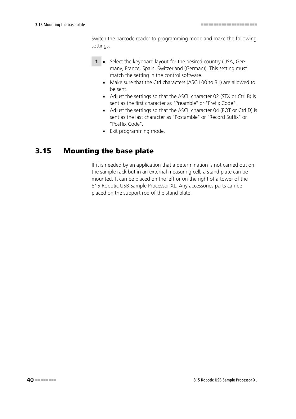 15 mounting the base plate | Metrohm 815 Robotic USB Sample Processor XL User Manual | Page 48 / 113