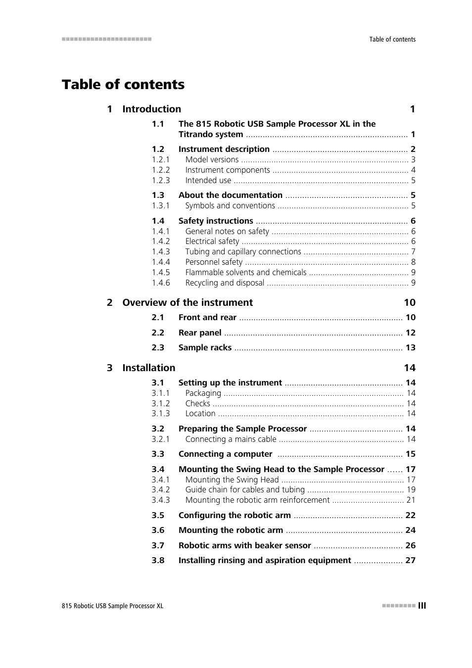 Metrohm 815 Robotic USB Sample Processor XL User Manual | Page 5 / 113
