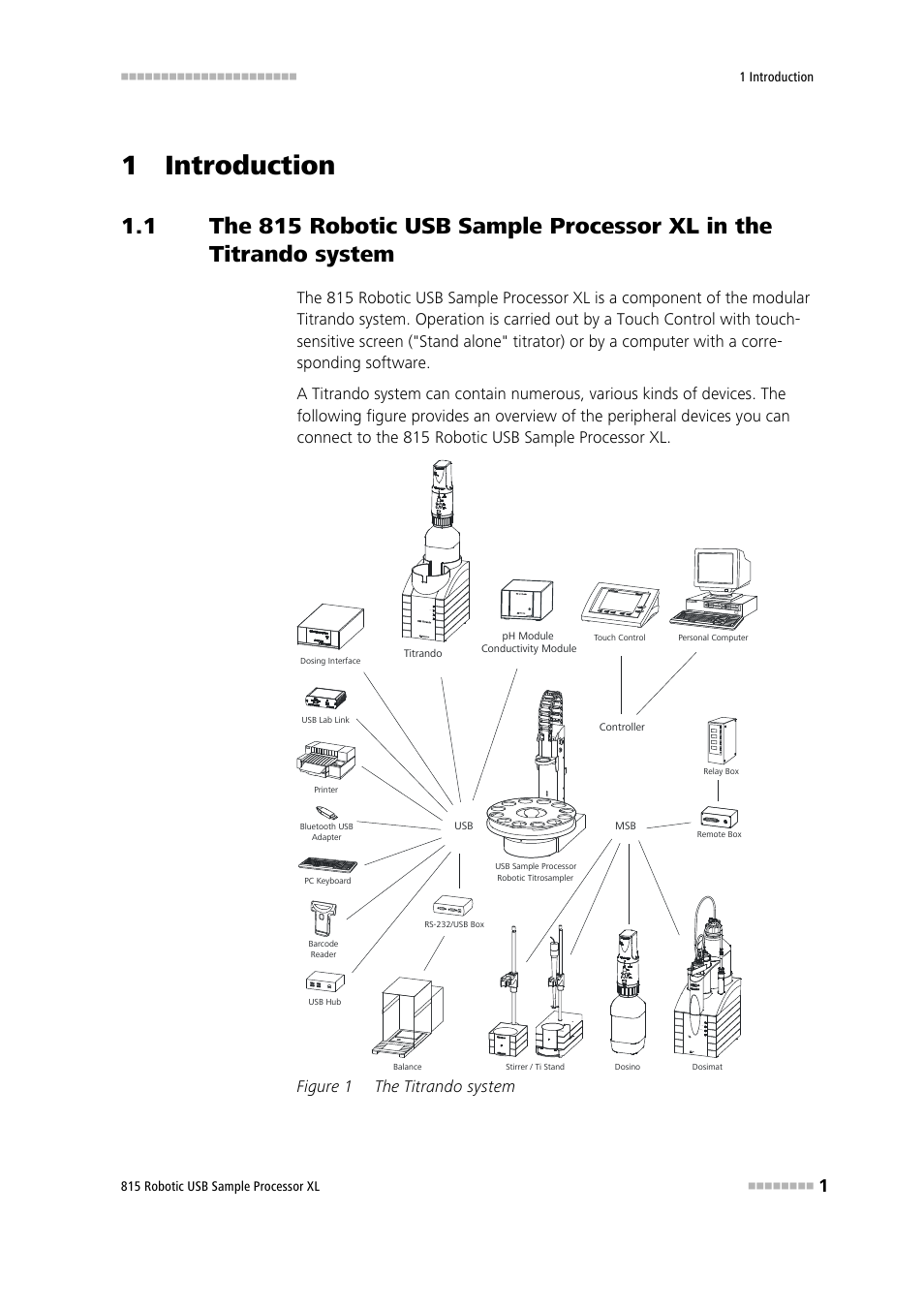 1 introduction, Figure 1, The titrando system | Figure 1 the titrando system | Metrohm 815 Robotic USB Sample Processor XL User Manual | Page 9 / 113