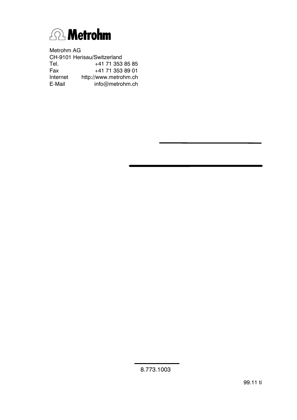 Metrohm 773 pH/mV Simulator User Manual | 18 pages