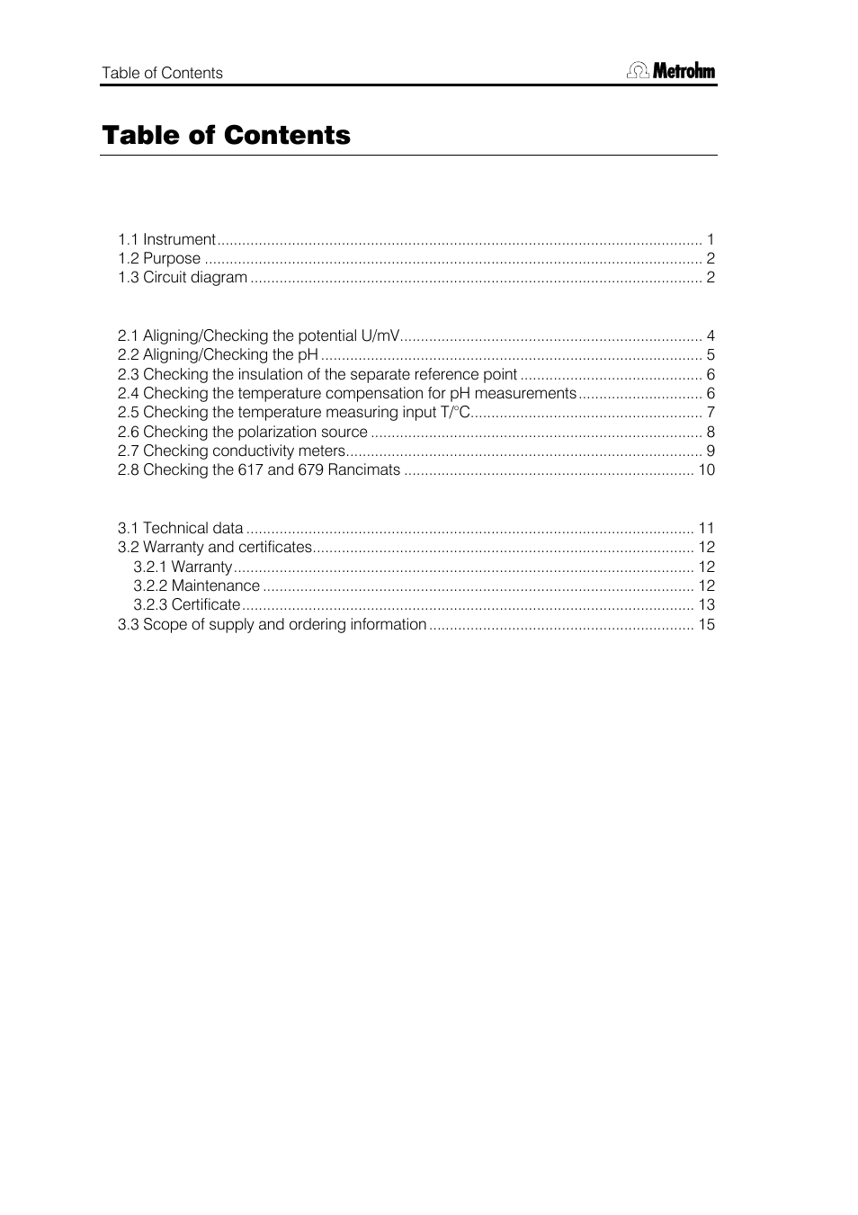 Metrohm 773 pH/mV Simulator User Manual | Page 2 / 18