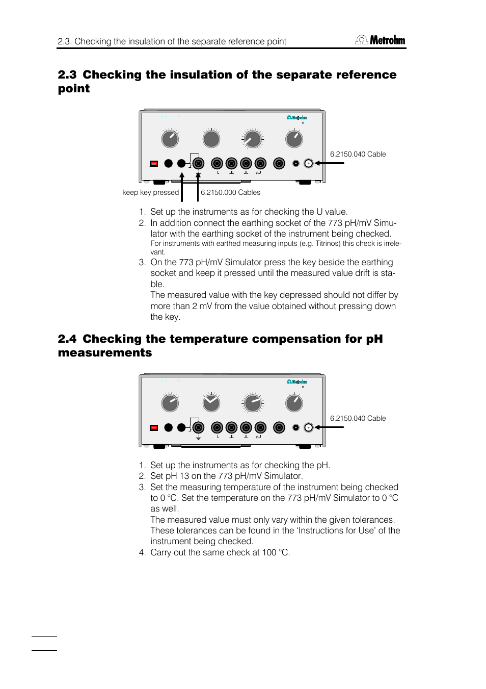 Metrohm 773 pH/mV Simulator User Manual | Page 8 / 18