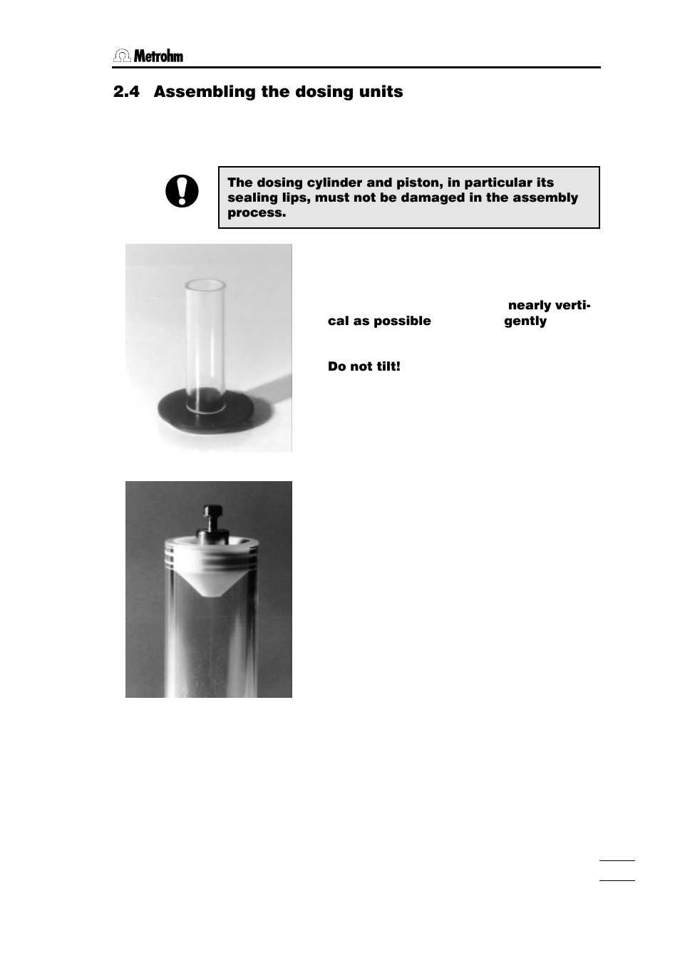 4 assembling the dosing units, 1 etfe cylinder | Metrohm 700 Dosino User Manual | Page 23 / 55