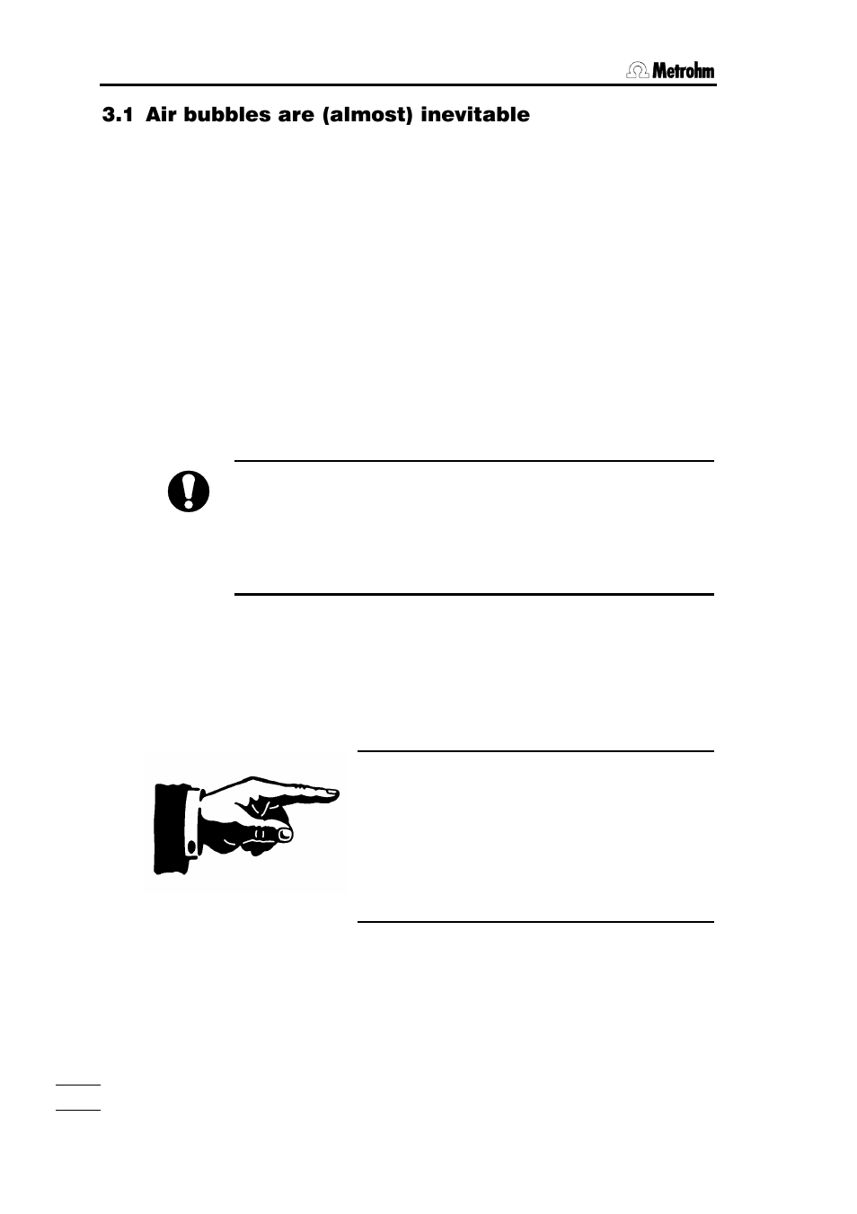 1 air bubbles are (almost) inevitable | Metrohm 700 Dosino User Manual | Page 32 / 55