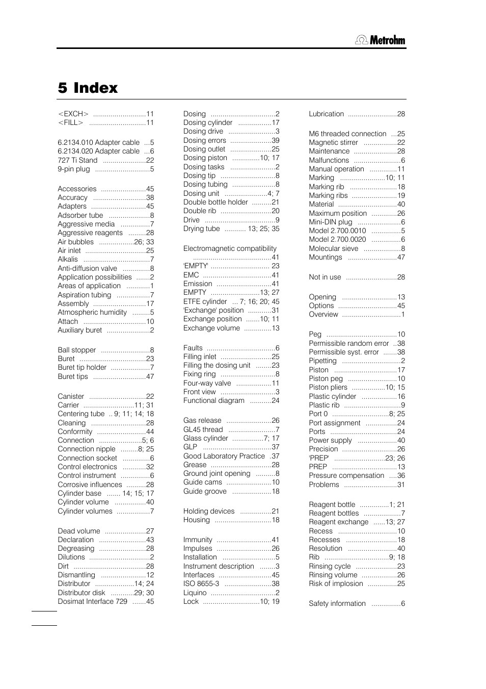 5 index | Metrohm 700 Dosino User Manual | Page 54 / 55