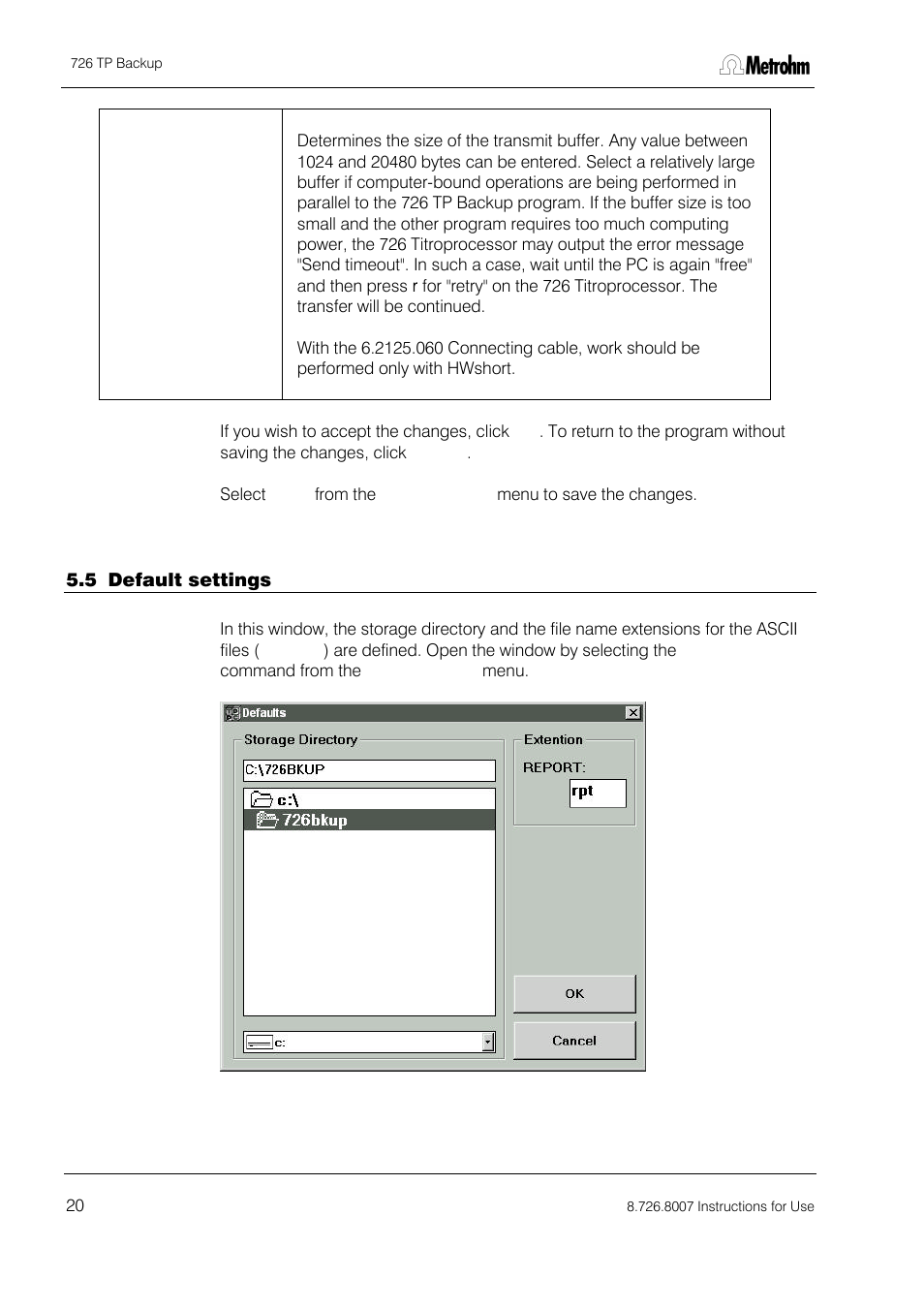 Metrohm 726 TP Backup User Manual | Page 21 / 28