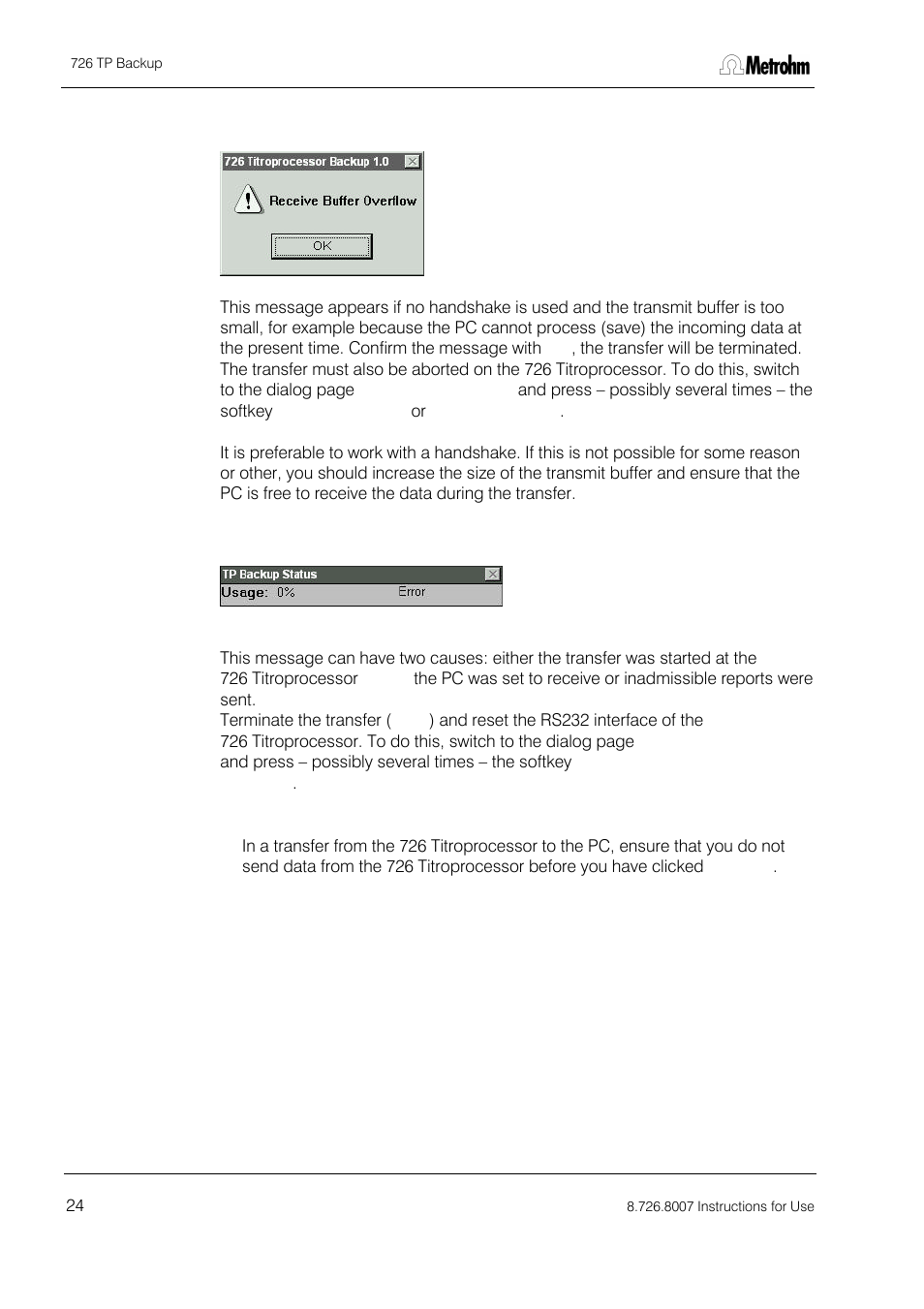 Metrohm 726 TP Backup User Manual | Page 25 / 28