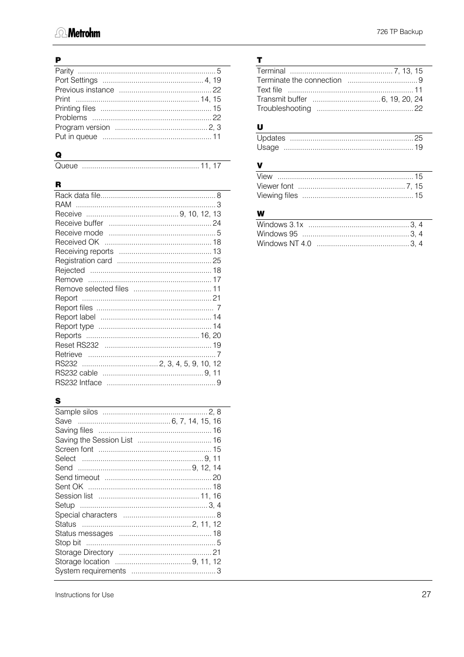 Metrohm 726 TP Backup User Manual | Page 28 / 28