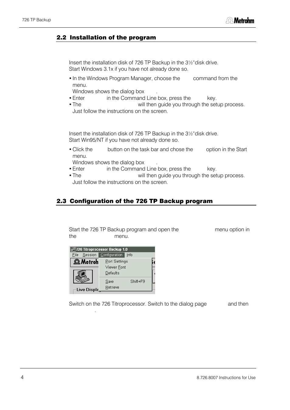 Metrohm 726 TP Backup User Manual | Page 5 / 28