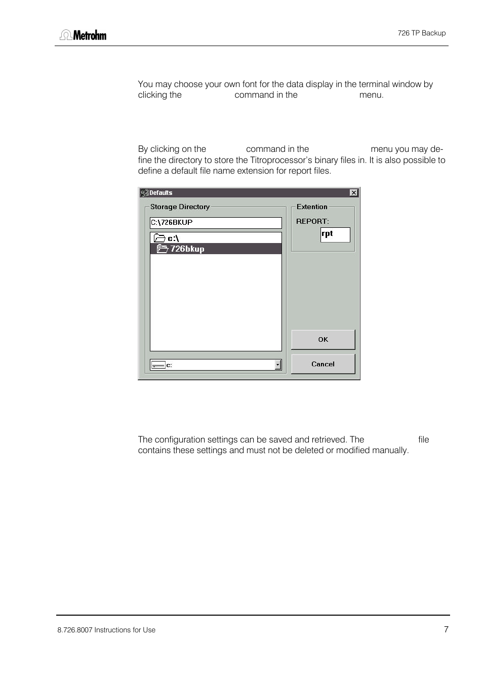 Metrohm 726 TP Backup User Manual | Page 8 / 28