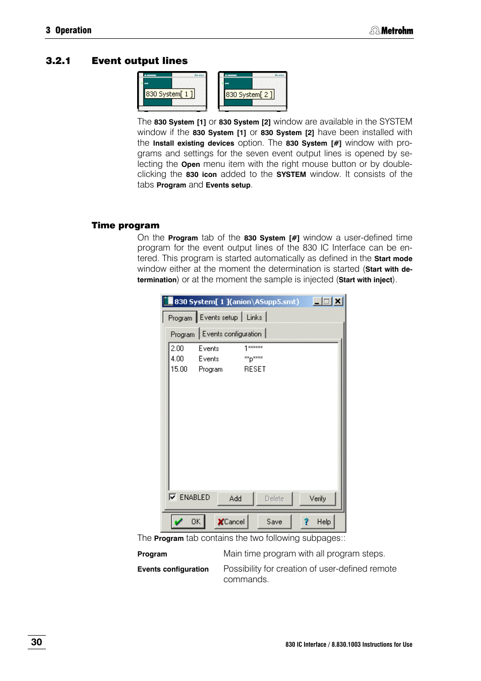 1 event output lines, Event output lines | Metrohm 830 IC Interface User Manual | Page 36 / 51