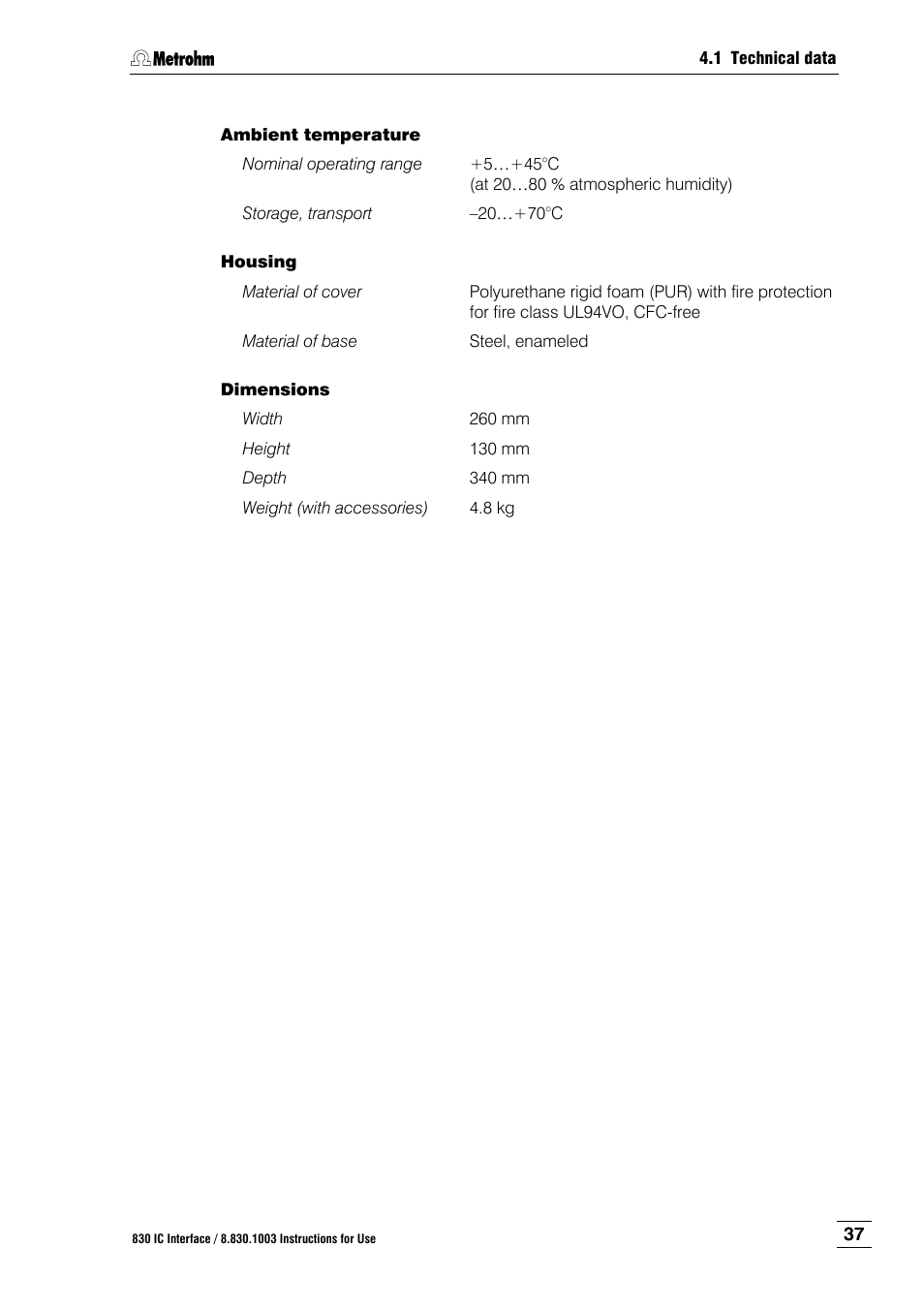 Metrohm 830 IC Interface User Manual | Page 43 / 51