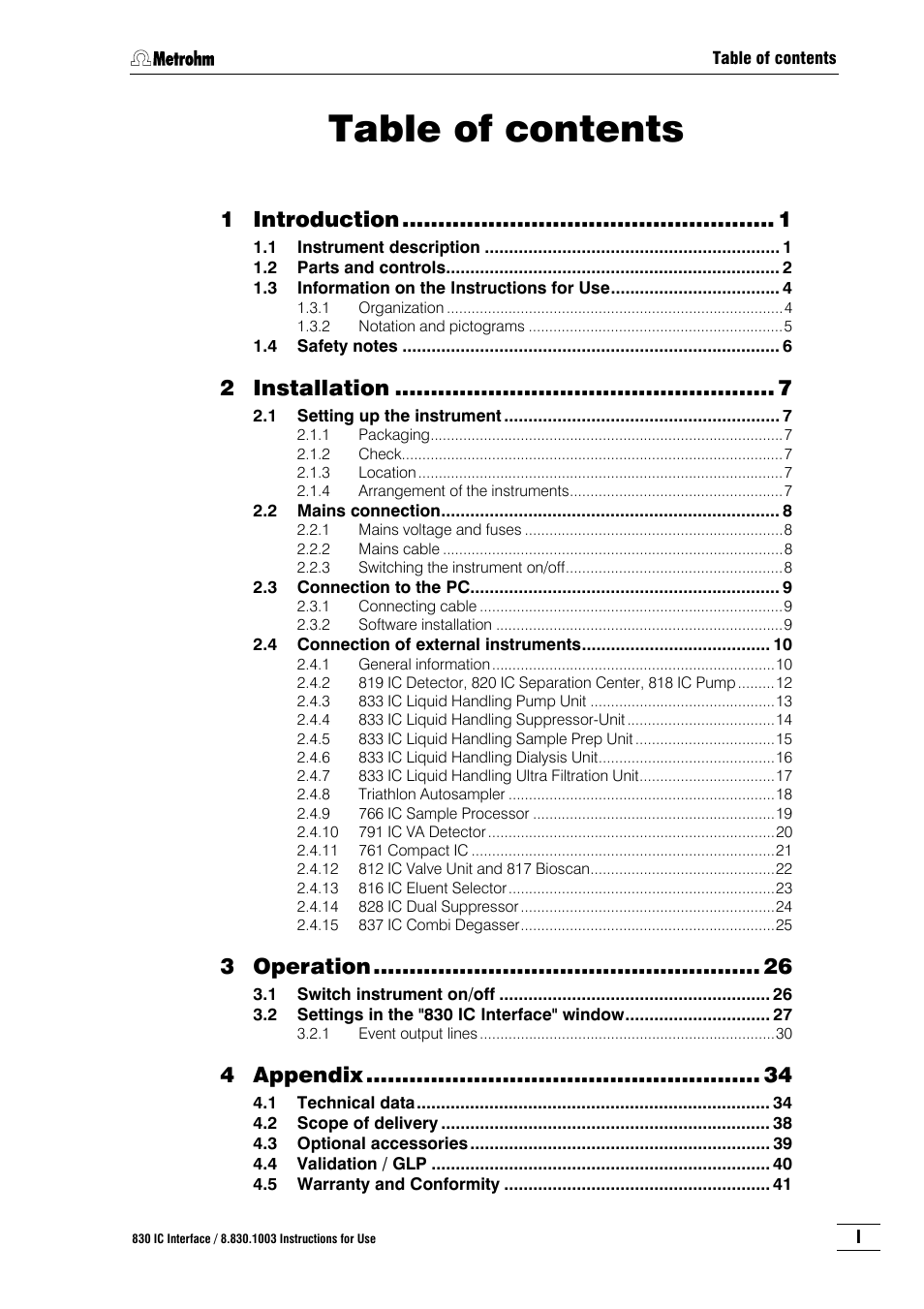 Metrohm 830 IC Interface User Manual | Page 5 / 51