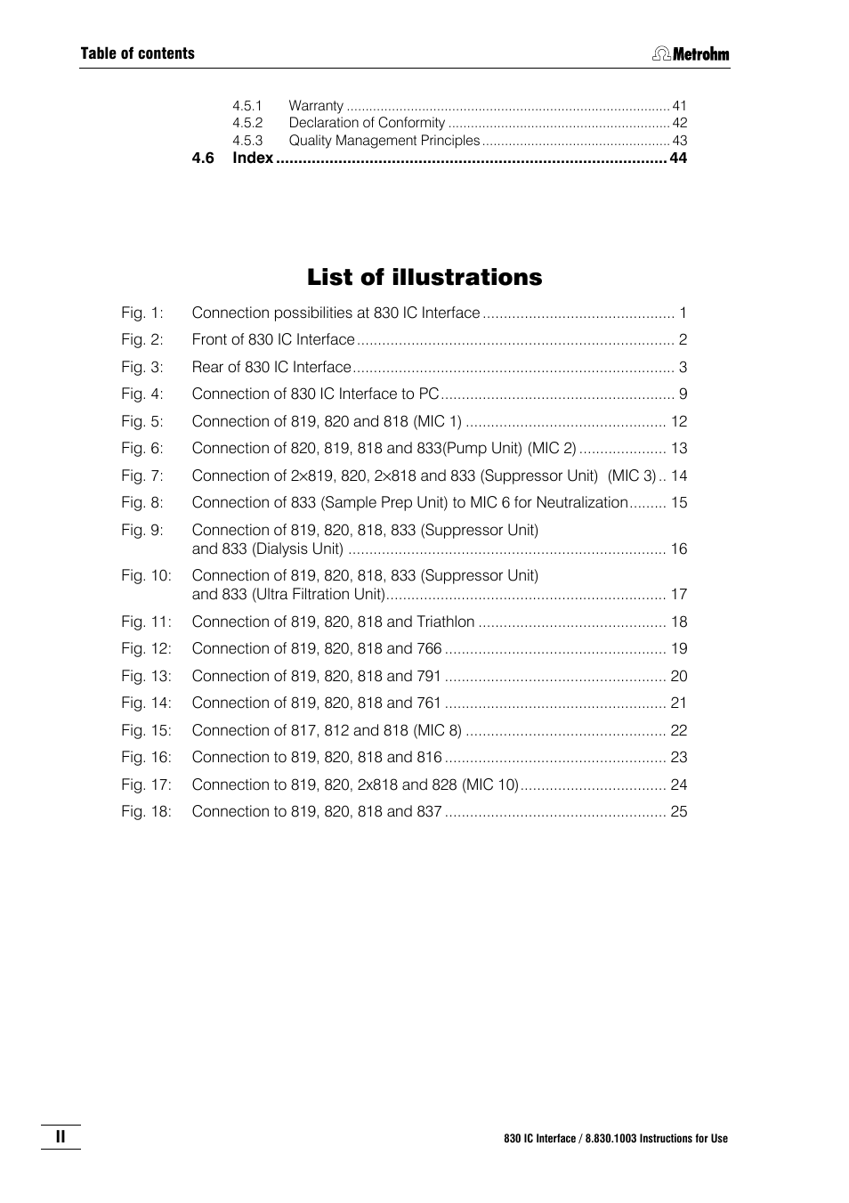 List of illustrations | Metrohm 830 IC Interface User Manual | Page 6 / 51