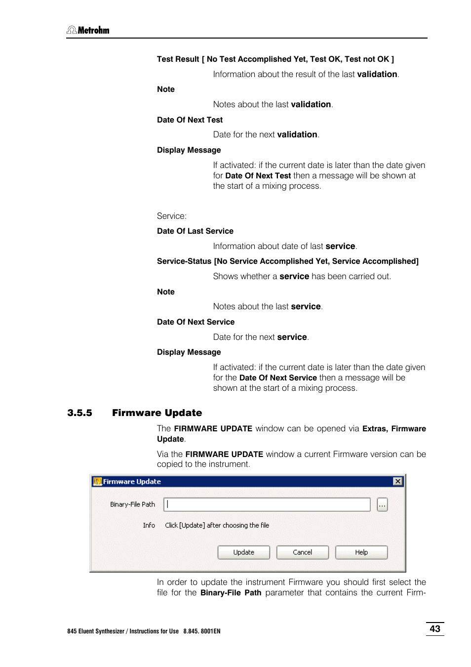 5 firmware update, Firmware update | Metrohm 845 Eluent Synthesizer User Manual | Page 49 / 73