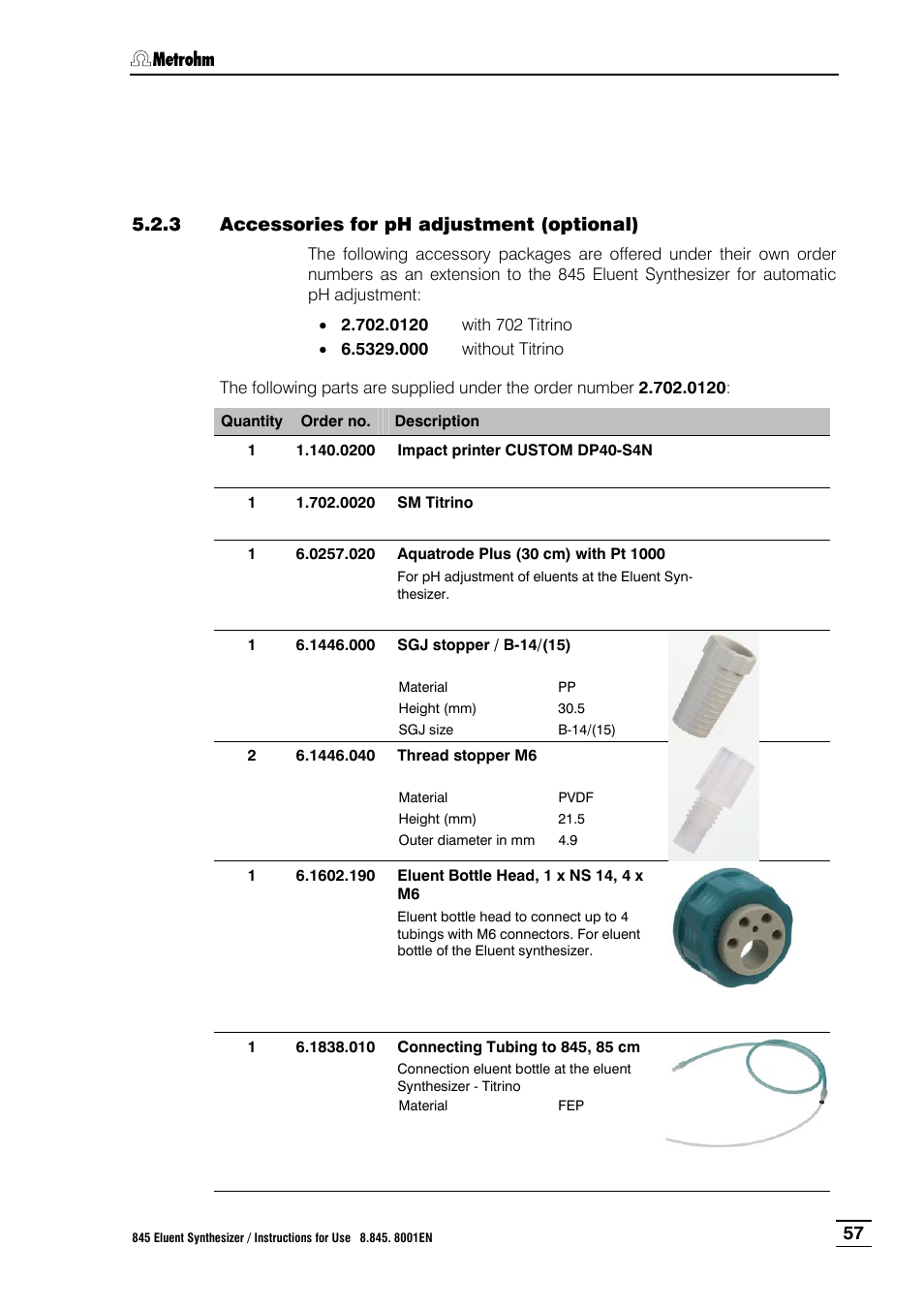 3 accessories for ph adjustment (optional), Accessories for ph adjustment (optional), Ction 5.2.3). other | Ction 5.2.3) | Metrohm 845 Eluent Synthesizer User Manual | Page 63 / 73