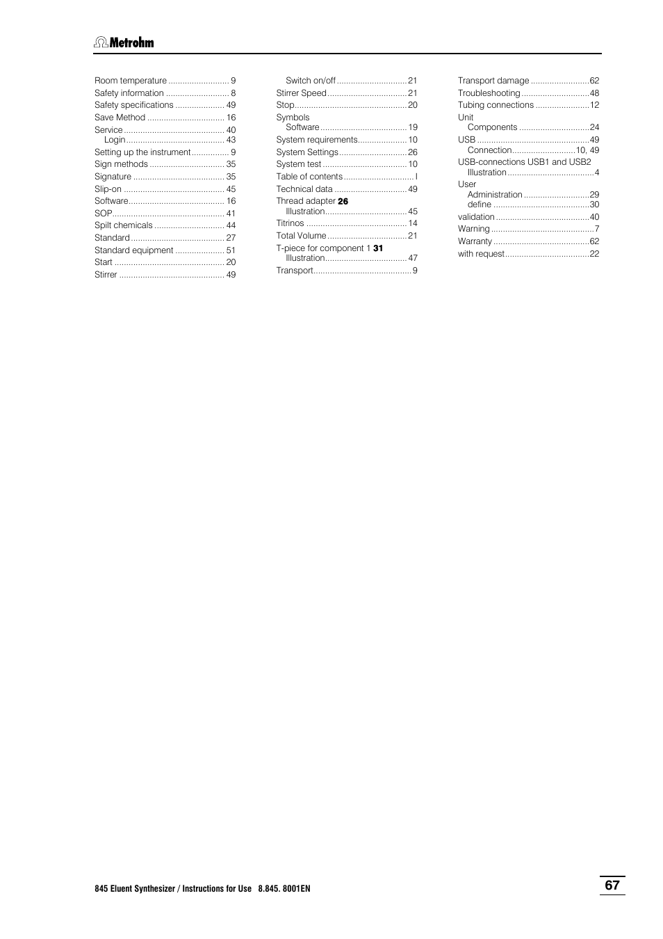 3 warranty | Metrohm 845 Eluent Synthesizer User Manual | Page 73 / 73