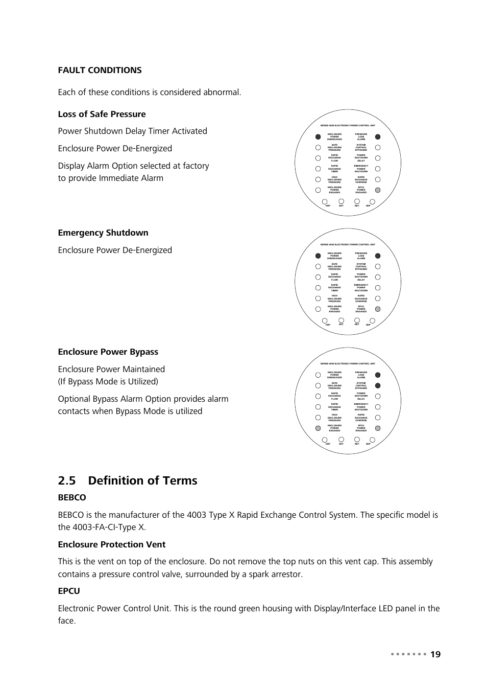 5 definition of terms, Definition of terms, Emergency shutdown enclosure power de-energized | Metrohm NIRS XDS Process Analyzer – SingleFiber User Manual | Page 21 / 91