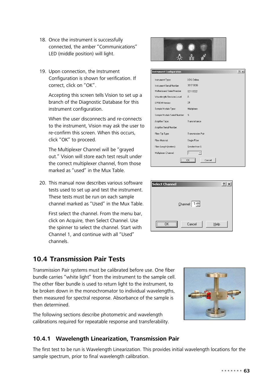 4 transmission pair tests, 1 wavelength linearization, transmission pair, Transmission pair tests | Wavelength linearization, transmission pair | Metrohm NIRS XDS Process Analyzer – SingleFiber User Manual | Page 65 / 91