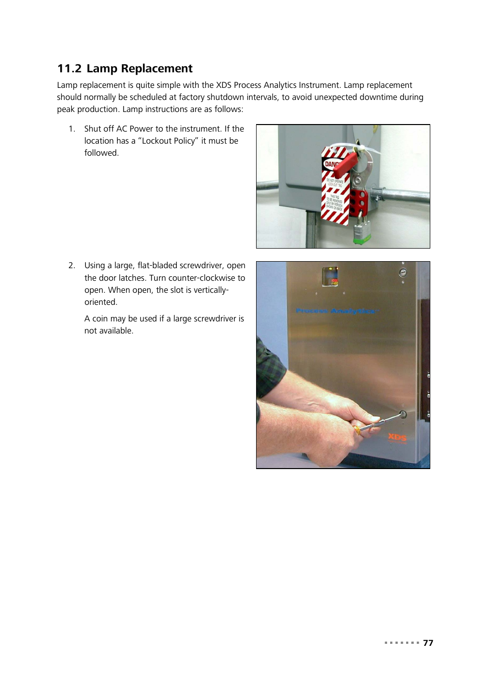 2 lamp replacement, Lamp replacement | Metrohm NIRS XDS Process Analyzer – SingleFiber User Manual | Page 79 / 91