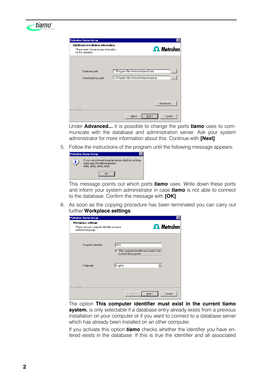 Metrohm tiamo 1.0 Installation User Manual | Page 2 / 4