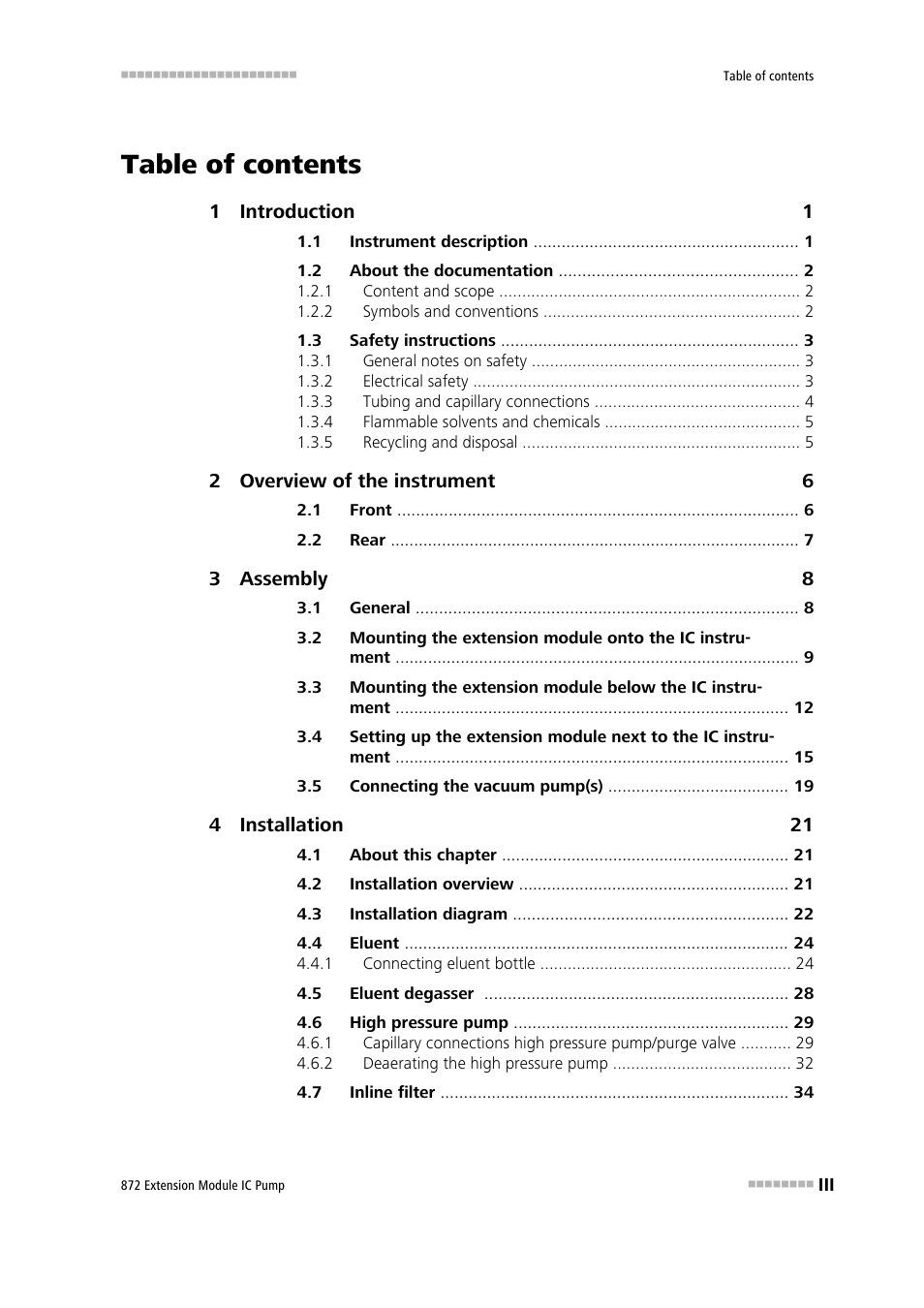 Metrohm 872 Extension Module IC Pump User Manual | Page 5 / 79