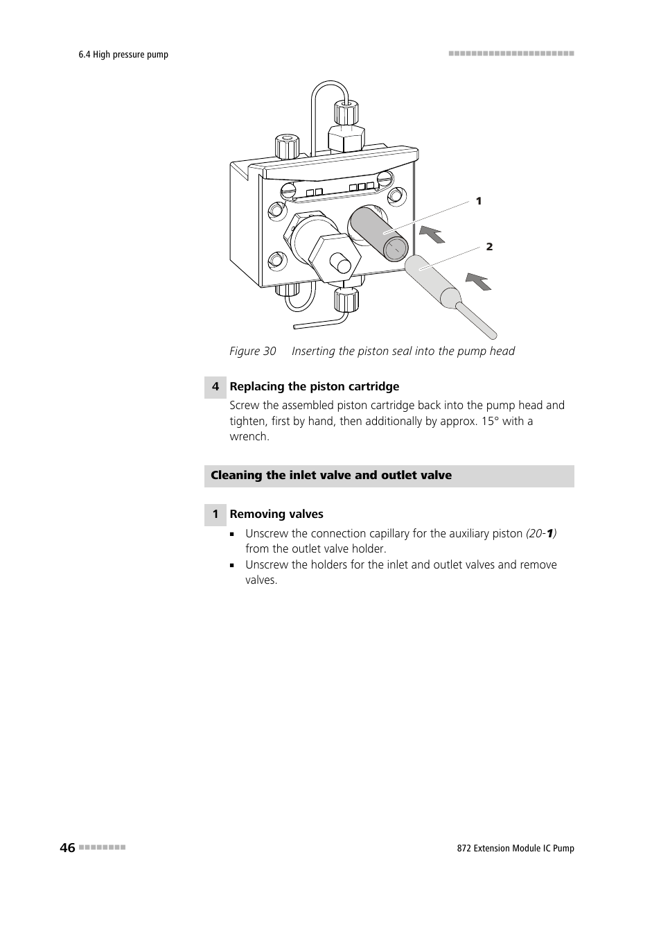 Figure 30, Inserting the piston seal into the pump head | Metrohm 872 Extension Module IC Pump User Manual | Page 54 / 79