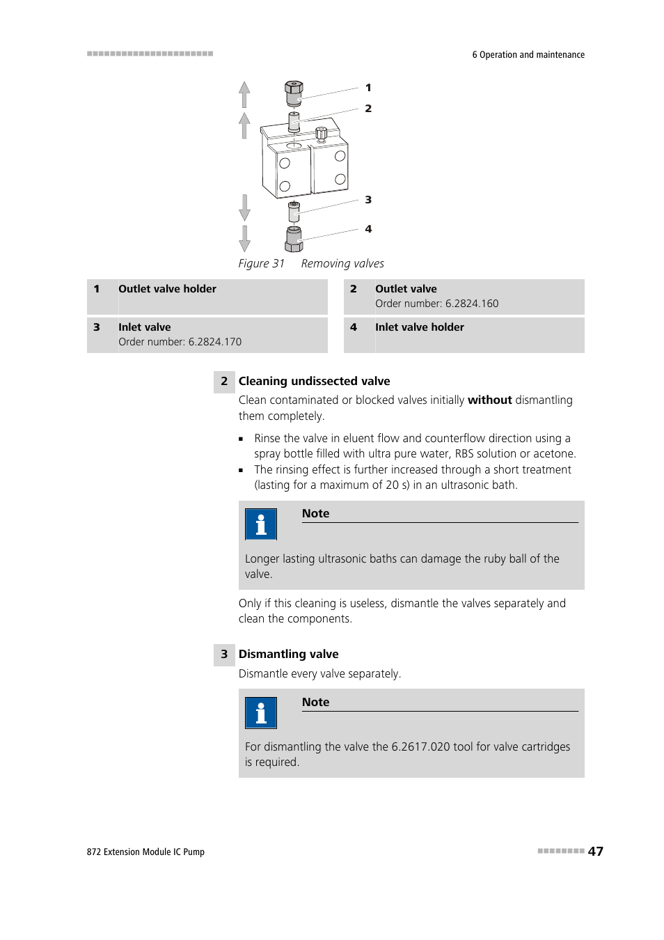 Figure 31, Removing valves | Metrohm 872 Extension Module IC Pump User Manual | Page 55 / 79