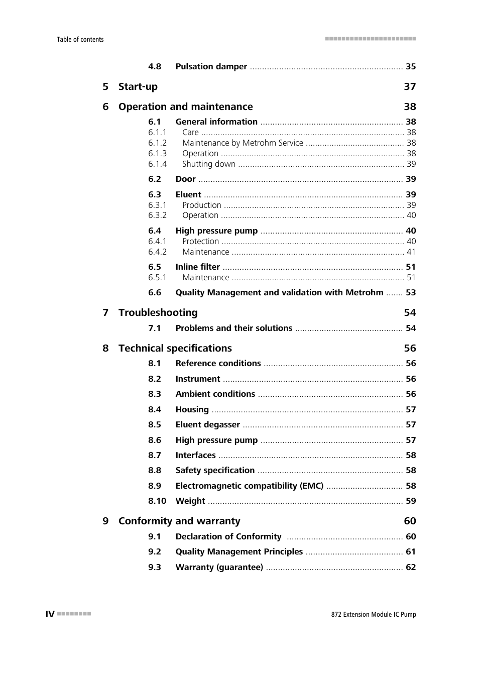 Metrohm 872 Extension Module IC Pump User Manual | Page 6 / 79