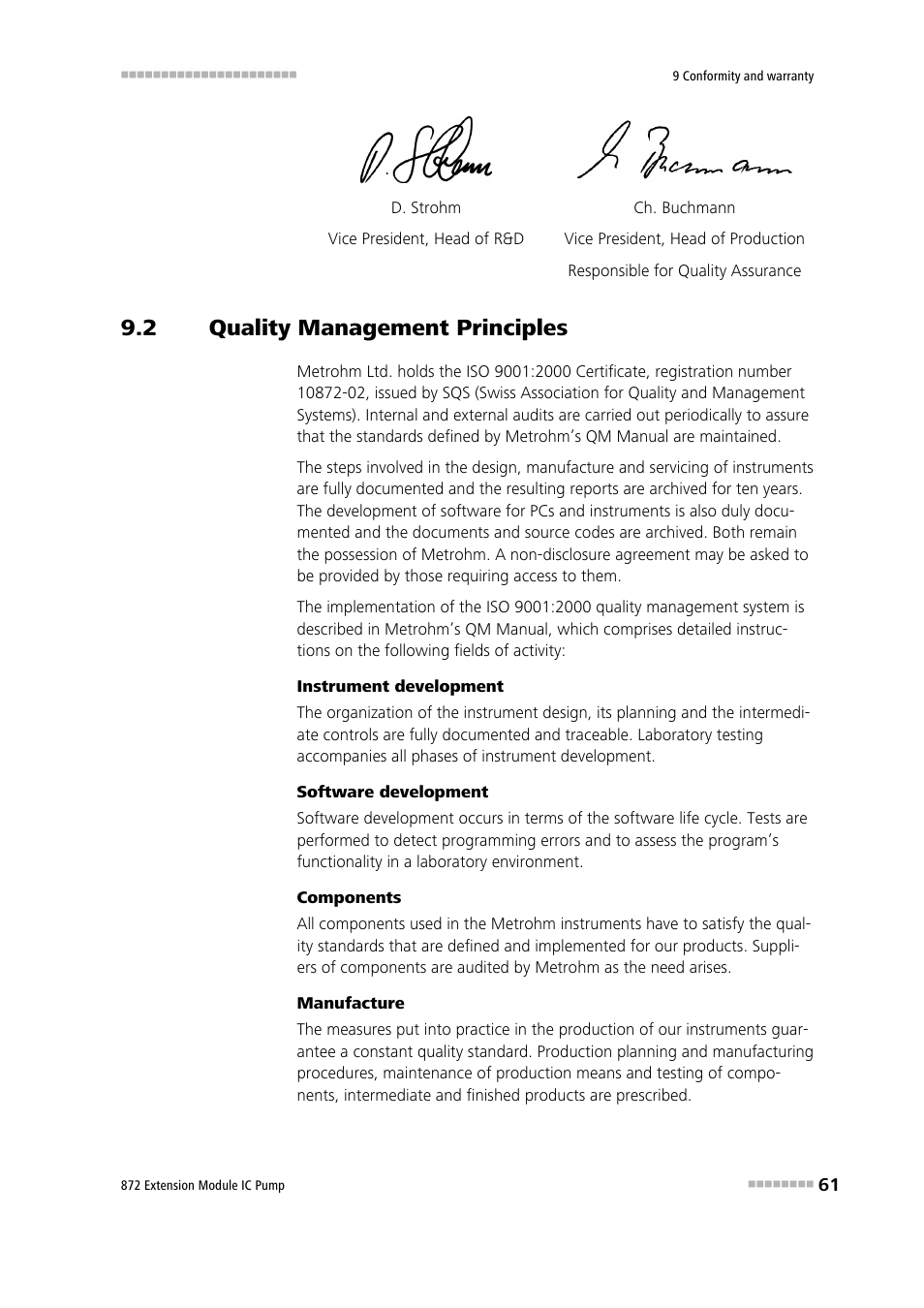 2 quality management principles, Quality management principles | Metrohm 872 Extension Module IC Pump User Manual | Page 69 / 79