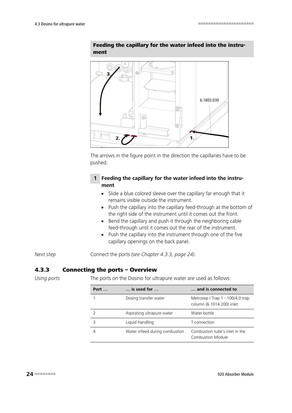 3 connecting the ports – overview, Connecting the ports – overview | Metrohm 920 Absorber Module User Manual | Page 32 / 112