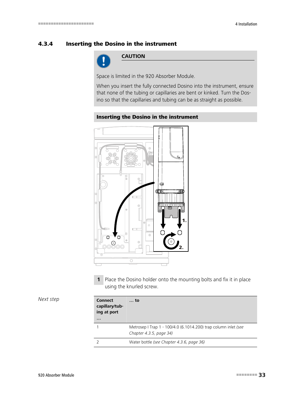 4 inserting the dosino in the instrument, Inserting the dosino in the instrument | Metrohm 920 Absorber Module User Manual | Page 41 / 112