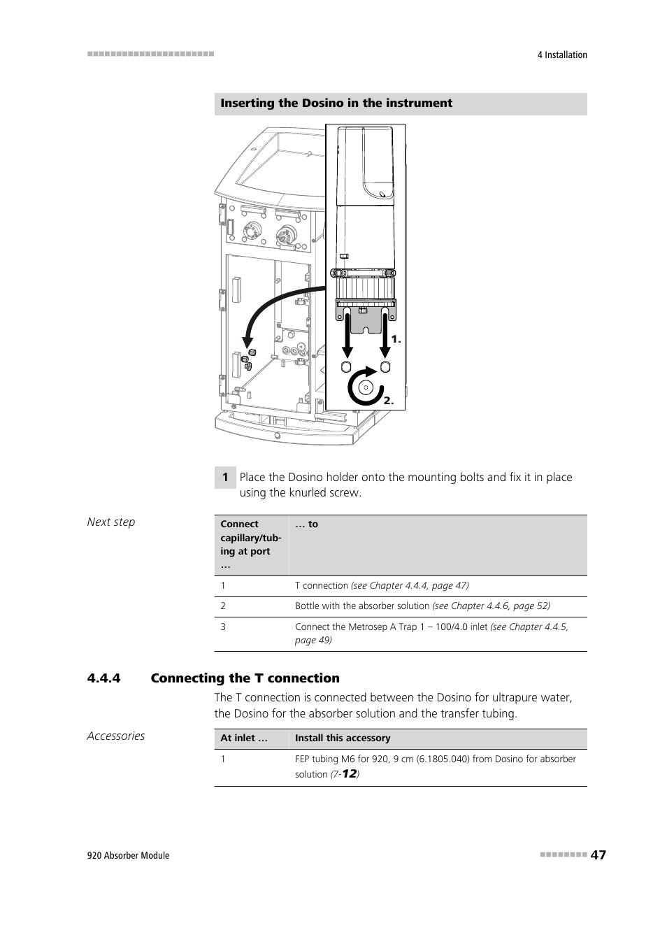 4 connecting the t connection, Connecting the t connection | Metrohm 920 Absorber Module User Manual | Page 55 / 112