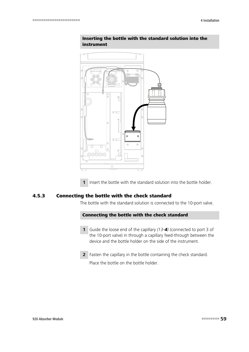 3 connecting the bottle with the check standard, Connecting the bottle with the check standard | Metrohm 920 Absorber Module User Manual | Page 67 / 112